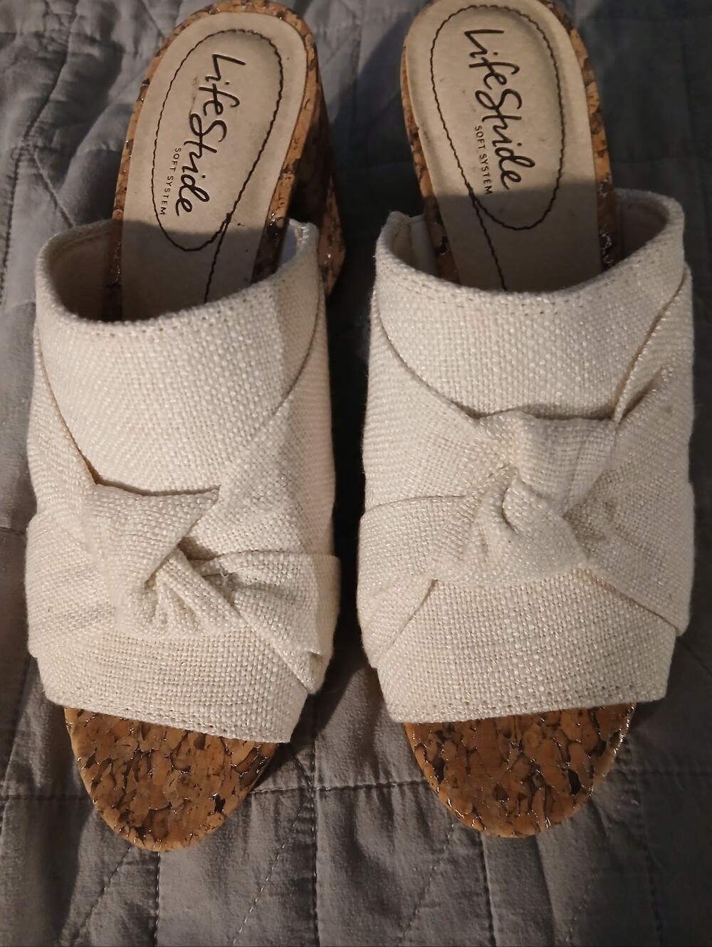 Life Stride Cream Knotted Slide Mules